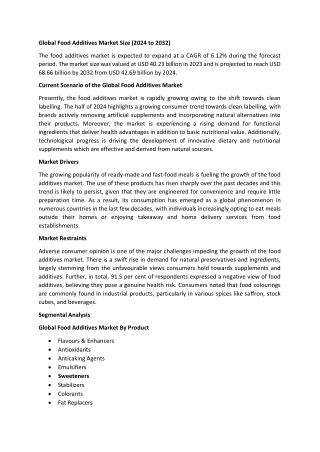 Food Additives Market Growth Report | Global Insights 2024-2032