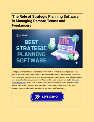The Role of Strategic Planning Software in Managing Remote Teams and Freelancers