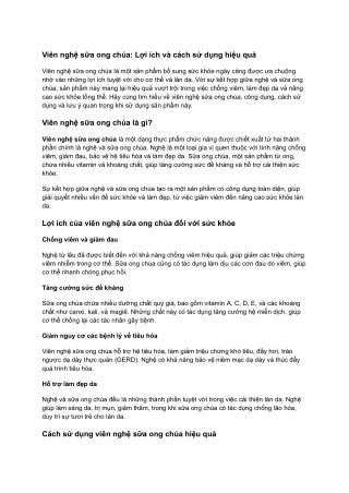 Viên nghệ sữa ong chúa_ Lợi ích và cách sử dụng hiệu quả