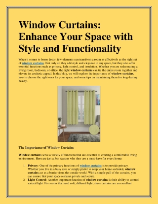 Buy Premium Window Curtains for Elegant Home Décor  Dusaan