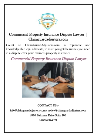 Commercial Property Insurance Dispute Lawyer | Claimguardadjusters.com