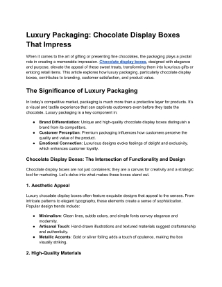 Luxury Packaging-Chocolate Display Boxes That Impress