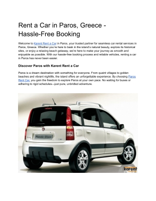 Rent a Car in Paros, Greece - Hassle-Free Booking