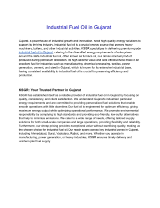 Industrial Fuel Oil in Gujarat