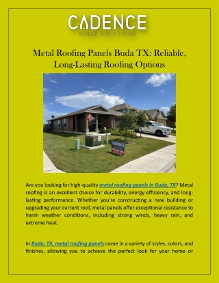 Metal Roofing Panels Buda TX Reliable, Long-Lasting Roofing Options