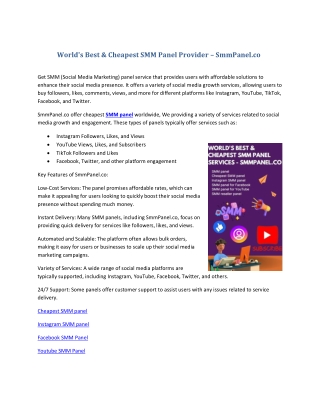 World's Best & Cheapest SMM Panel Provider – SmmPanel.co