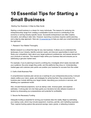 10 Essential Tips for Starting a Small Business