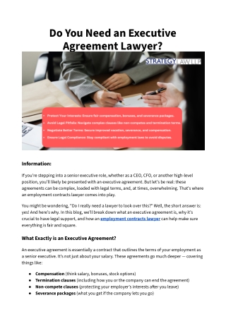 Do You Need an Executive Agreement Lawyer?