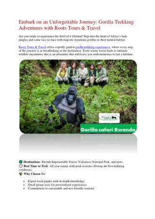 Embark on an Unforgettable Journey Gorilla Trekking Adventures with Roots Tours & Travel