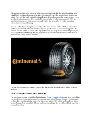 What Justifies the High Cost of Continental Tyres_