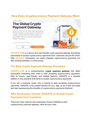 How Does Cryptocurrency Payment Gateway Work
