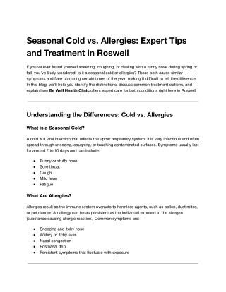 Seasonal Cold vs. Allergies