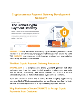 Cryptocurrency Payment Gateway Development Company