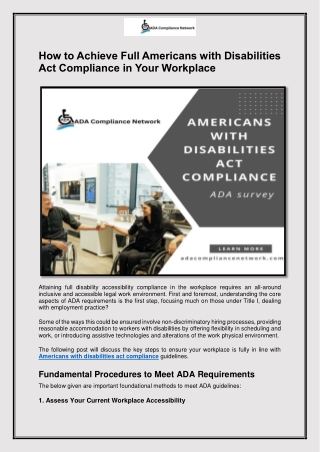 How to Achieve Full Americans with Disabilities Act Compliance in Your Workplace