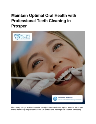 Maintain Optimal Oral Health with Teeth Cleaning Prosper