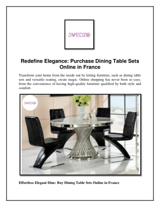 Purchase Dining Table Sets Online in France