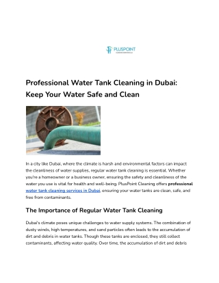 Professional Water Tank Cleaning in Dubai_ Keep Your Water Safe and Clean