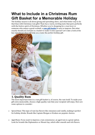 What to Include in a Christmas Rum Gift Basket for a Memorable Holiday
