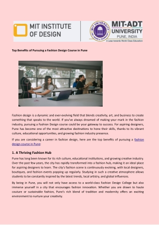 Top Benefits of Pursuing a Fashion Design Course in Pune