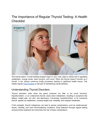 The Importance of Regular Thyroid Testing_ A Health Checklist
