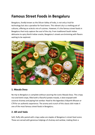 Famous Street Foods in Bengaluru You Must Try