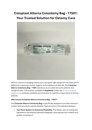 Coloplast Alterna Colostomy Bag - 17501: Your Trusted Solution for Ostomy Care