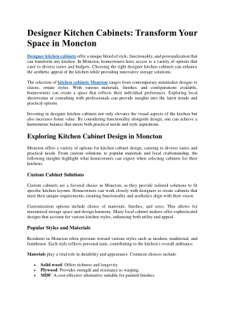 Designer Kitchen Cabinets Transform Your Space in Moncton