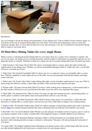 10 Must-Have Dining Tables for every single Home