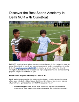 Sports Academy in Delhi NCR with CurioBoat