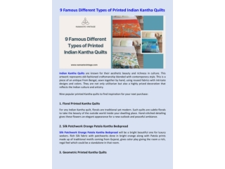 9 Famous Different Types of Printed Indian Kantha Quilts