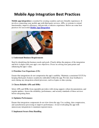 Mobile App Integration Best Practices