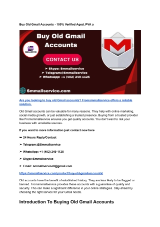 Buy Old Gmail Accounts - 100% Verified Aged, PVA a (4)