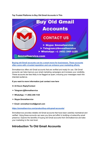 Top Trusted Platforms to Buy Old Gmail Accounts in This