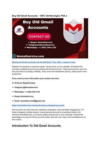 Buy Old Gmail Accounts - 100% Verified Aged, PVA a (3)