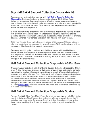 Buy Half Bak’d Sauce’d Collection Disposable 4G