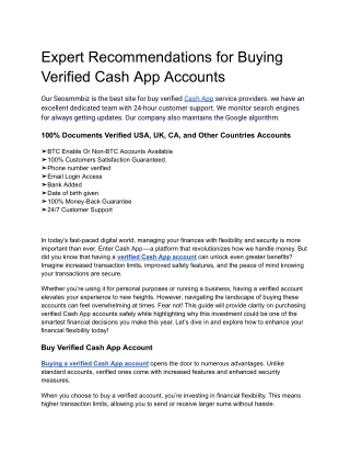 Expert Recommendations for Buying Verified Cash App Accounts
