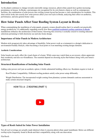 Just How Solar Panels Affect Your Roof Covering Design in Breda