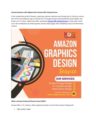 Amazon Business with Highonrank’s Amazon EBC Listing Services