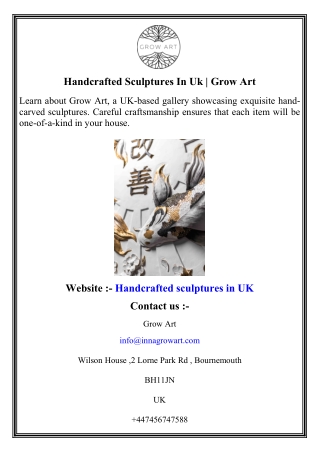 Handcrafted Sculptures In Uk   Grow Art