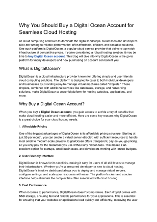 Why You Should Buy a Digital Ocean Account for Seamless Cloud Hosting