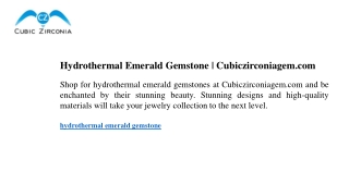 Hydrothermal Emerald Gemstone Cubiczirconiagem.com