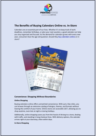 The Benefits of Buying Calendars Online vs. In-Store