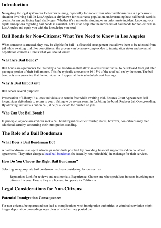Bail Bonds for Non-Citizens: What You Need to Know in Los Angeles