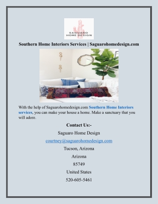 Southern Home Interiors Services Saguarohomedesign.com