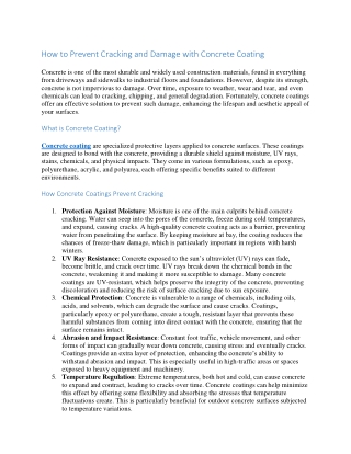 How to Prevent Cracking and Damage with Concrete Coating