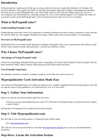 MyPrepaidCenter Card Activation Made Easy: Step-by using-Step Instructions