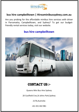 bus hire campbelltown  Hireaminibussydney.com.au