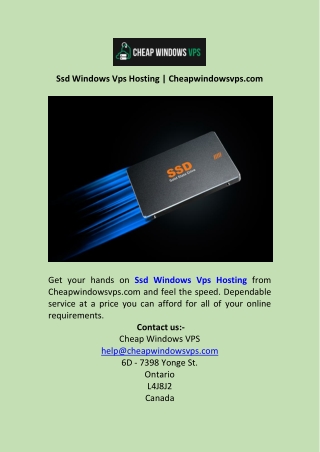 Ssd Windows Vps Hosting  Cheapwindowsvps