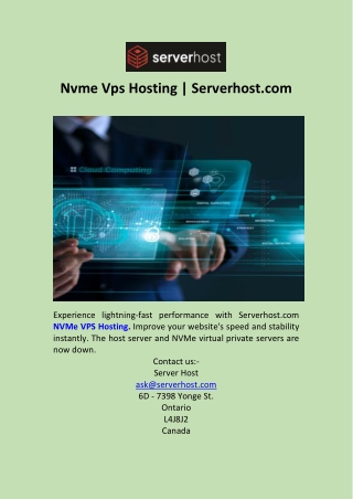 Nvme Vps Hosting  Serverhost
