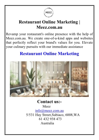 Restaurant Online Marketing Meez.com.au